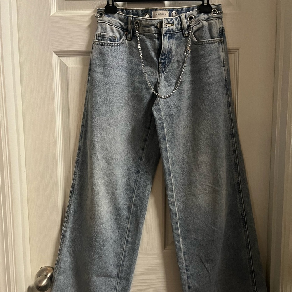 PAC SUN Wide Leg Chain Grommet Jeans worn once!